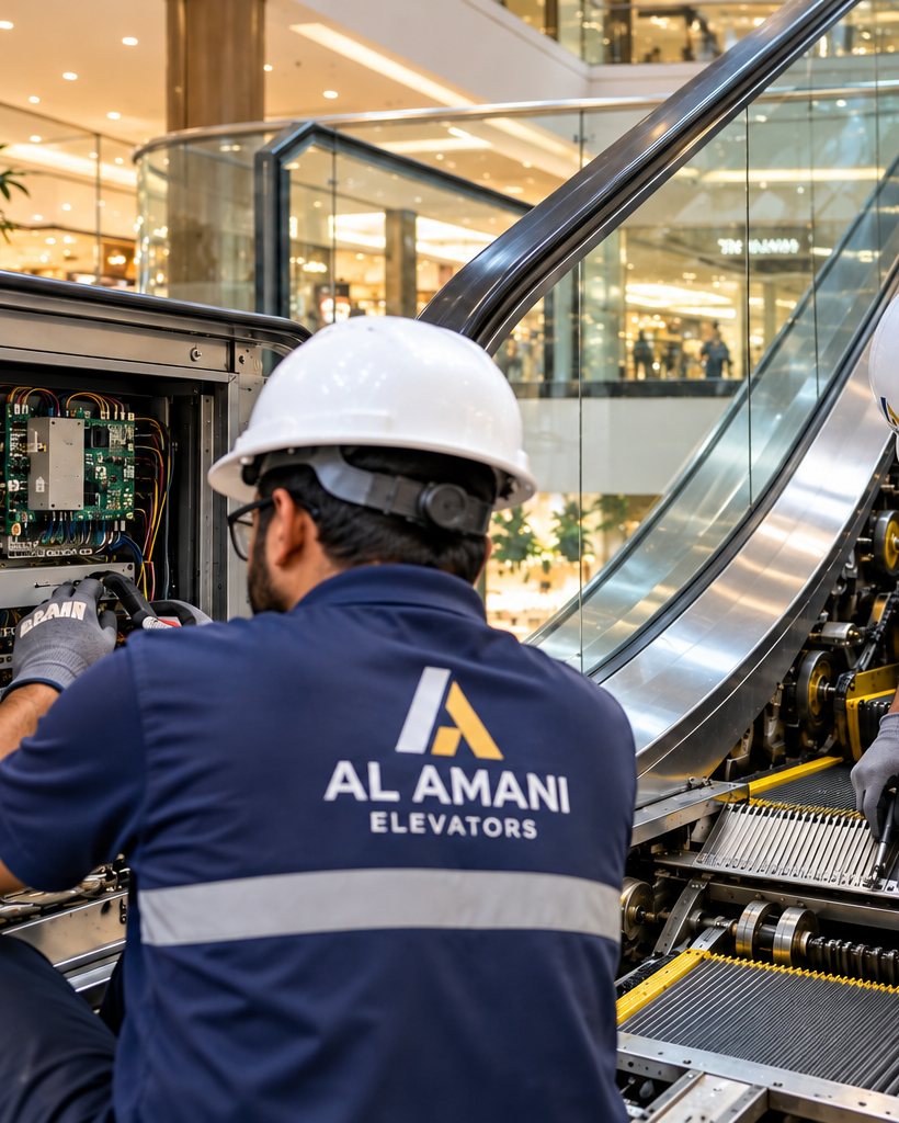 Escalator Maintenance in a Modern Mall